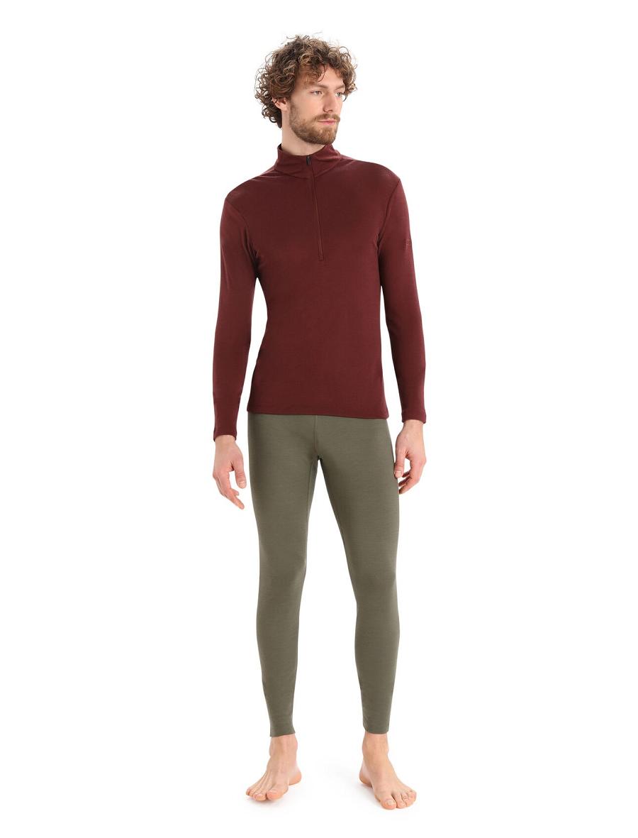 Icebreaker Merino 175 Everyday Long Sleeve Half Zip Thermal Top Férfi Base Layers Piros | HU 1370BEXC